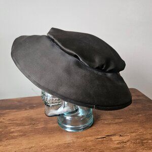 Mr. John Vintage 40s 50s Black Silk Large Cartwheel Hat